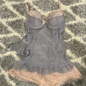 NWOT light grey and pink lingerie set